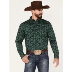 Cheapest ???? Cody James Men's Ringer Floral Print Button-Down Western ???? Shirt Dark Green ❤️