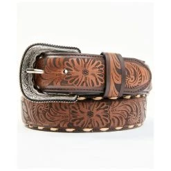 Best deal ???? Cody James Men's Lasered Floral Pattern Cream Lace Leather Belt Brown ????