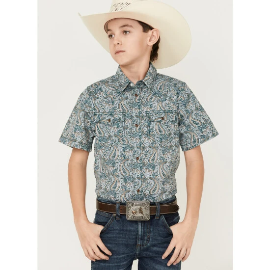 Deals ✔️ Cody James Boys' Paisley Print Short Sleeve Western ???? Shirt Blue ???? 1 Deals ✔️ Cody James Boys' Paisley Print Short Sleeve Western ???? Shirt Blue ????