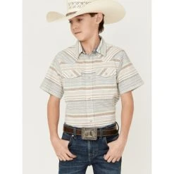 New ???? Cody James Boys' Faithful Striped Short Sleeve Western ???? Shirt Multi ????