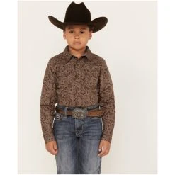 Best deal ✔️ Cody James Boys' Linear Paisley Print Long Sleeve Western Snap ???? Shirt Charcoal ????