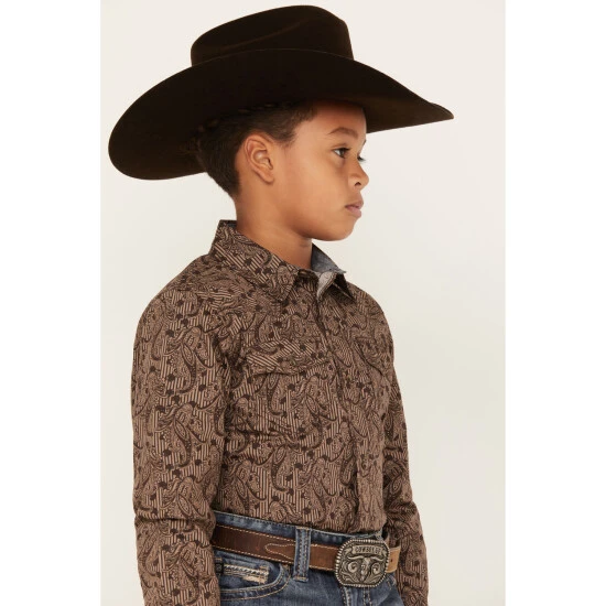 Best deal ✔️ Cody James Boys' Linear Paisley Print Long Sleeve Western Snap ???? Shirt Charcoal ???? 2 Best deal ✔️ Cody James Boys' Linear Paisley Print Long Sleeve Western Snap ???? Shirt Charcoal ???? - Image 2