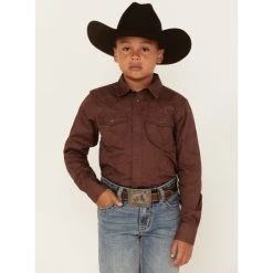 Hot Sale ???? Cody James Boys' Paisley Jacquard Long Sleeve Snap Western ???? Shirt Rust Copper ????