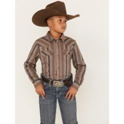 Cheap ✔️ Cody James Boys' Moonshiner Stripe Long Sleeve Snap ???? Shirt Black ????