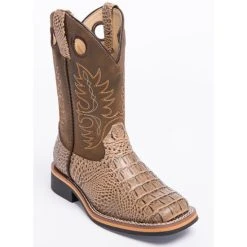 Deals ???? Cody James Boys' Gator Print Western ???? Boots - Wide Square Toe For Youth Boy Brown ????