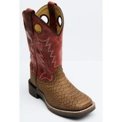 Outlet ✨ Cody James Boys' Red Reptile Print Western ???? Boots - Wide Square Toe Red/brown ❤️