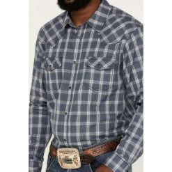 Deals ???? Cody James Men's Lingo Plaid Long Sleeve Snap Western ???? Shirt Navy ✔️ -Cody James -shop unnamed file 715