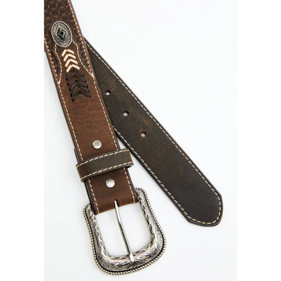 Cheap ???? Cody James Men's Brown Southwestern Concho Belt With Lace Detail ???? 2 Cheap ???? Cody James Men's Brown Southwestern Concho Belt With Lace Detail ???? - Image 2