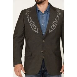 Deals ???? Cody James Men's Memphis Embroidered Boot Stitch Blazer Dark Brown ???? -Cody James -shop unnamed file 773