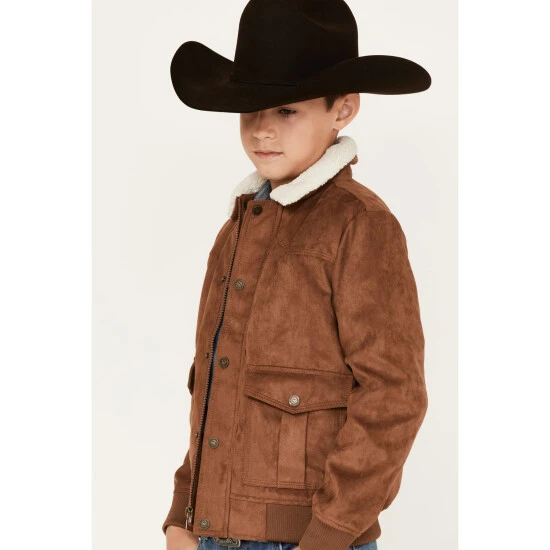 Hot Sale ???? Cody James Boys' Sherpa-Lined Faux Suede Bomber Jacket Brown ???? 2 Hot Sale ???? Cody James Boys' Sherpa-Lined Faux Suede Bomber Jacket Brown ???? - Image 2