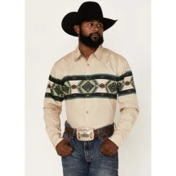 Cheap ???? Cody James Men's Coyote Border Long Sleeve Snap Western ???? Shirt Tan ⭐