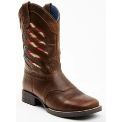 Promo ⭐ Cody James Boys' Ripped Flag Western ???? Boots - Broad Square Toe Multi ????