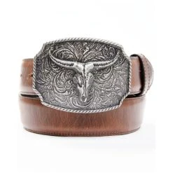 Buy ⭐ Cody James Men's Longhorn Scroll Buckle Belt Brown ????
