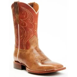 Cheap ???? Cody James Men's Upper Two-Tone Leather Western ???? Boots - Broad Square Toe Orange ✨